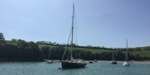 Pilotage being used to reach The Bag Pontoon, Salcombe, Devon.